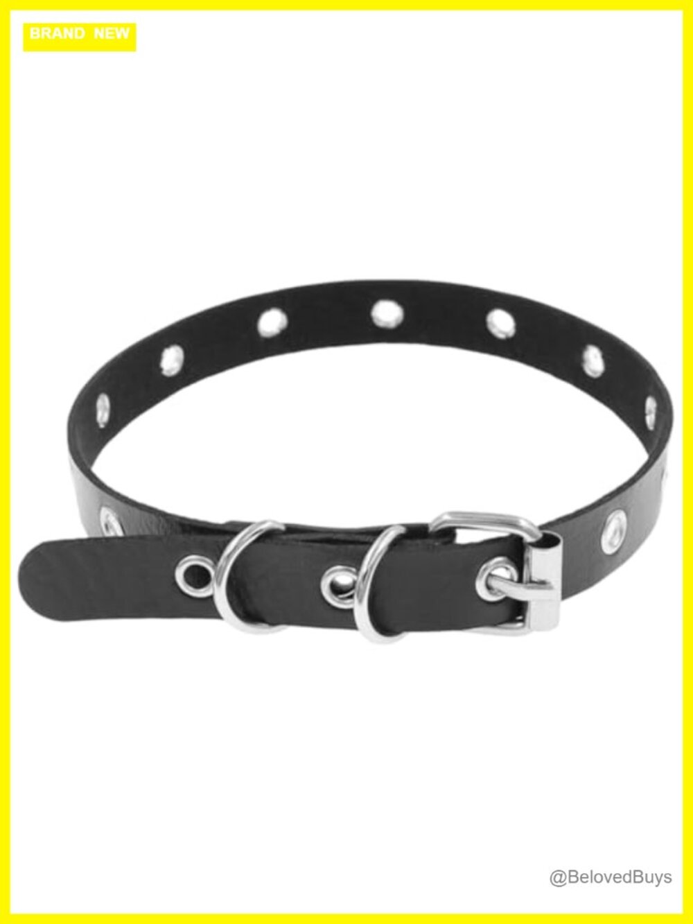 Adjustable Faux Leather Choker Necklace Gothic Punk Circle Design Collar Chain